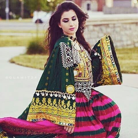 afghani dress for kids traditional pashtun girls clothes in green color