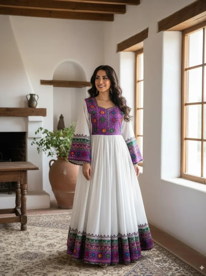 Purple Embroidered Afghani Top