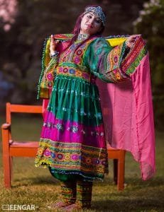 10% Off on Green & Purple Afghani Dress for Sale in UK USA Canada