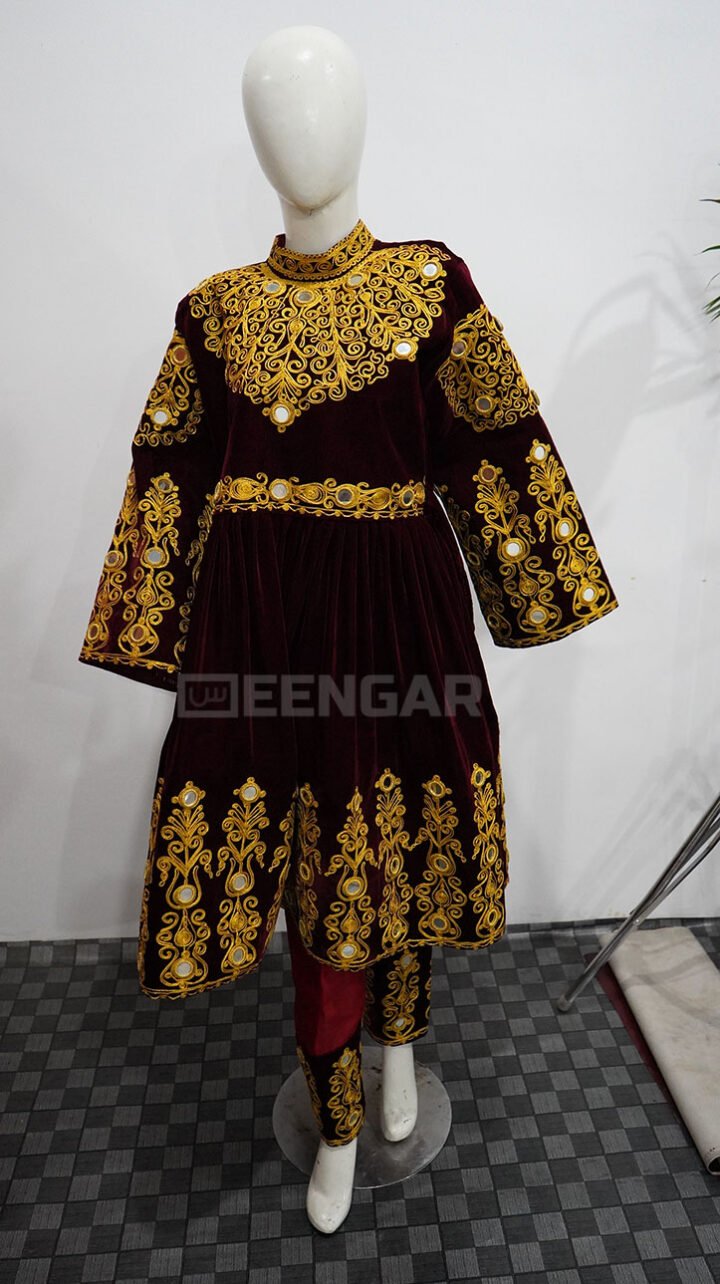 Chocolate Brown Velvet Traditional Dress