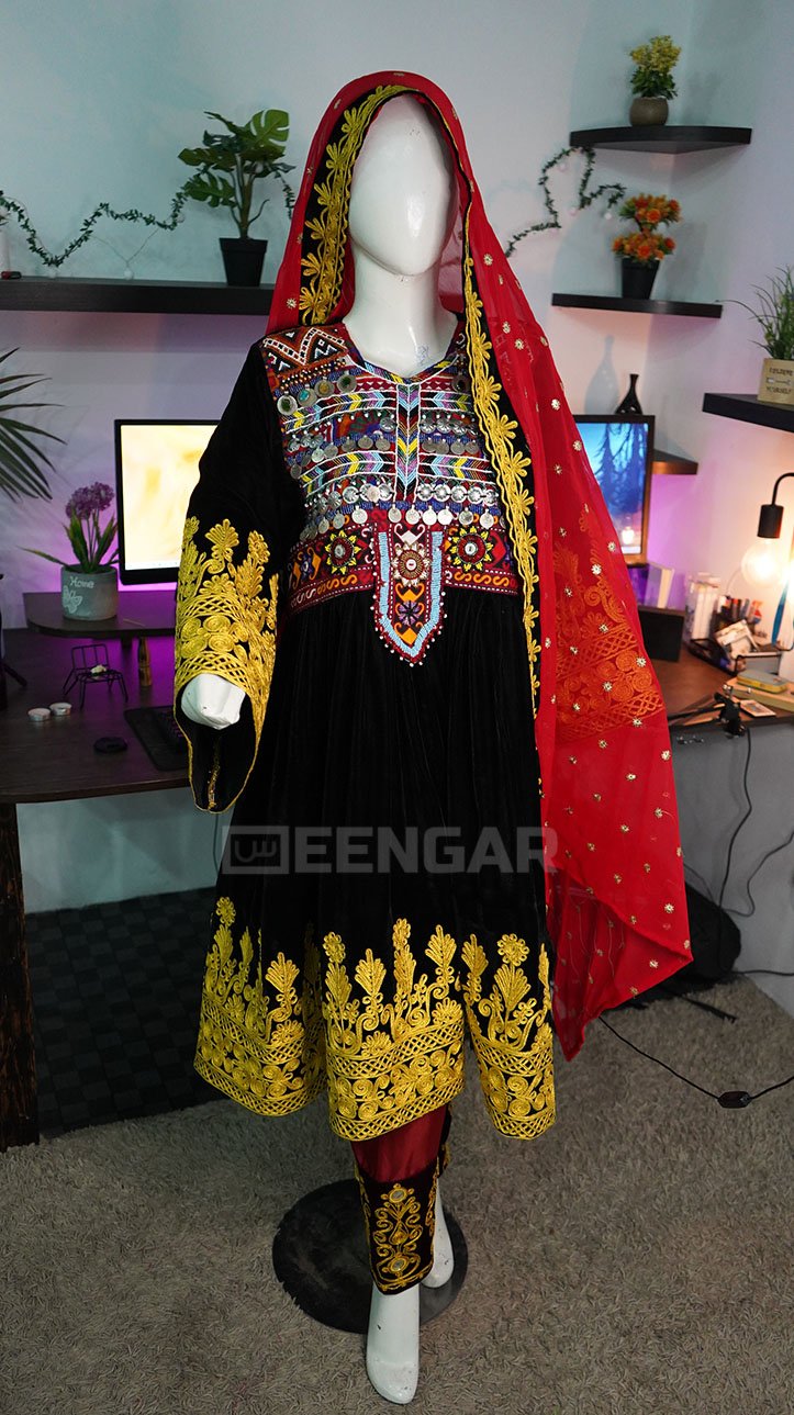 Raven Black Afghan Dress