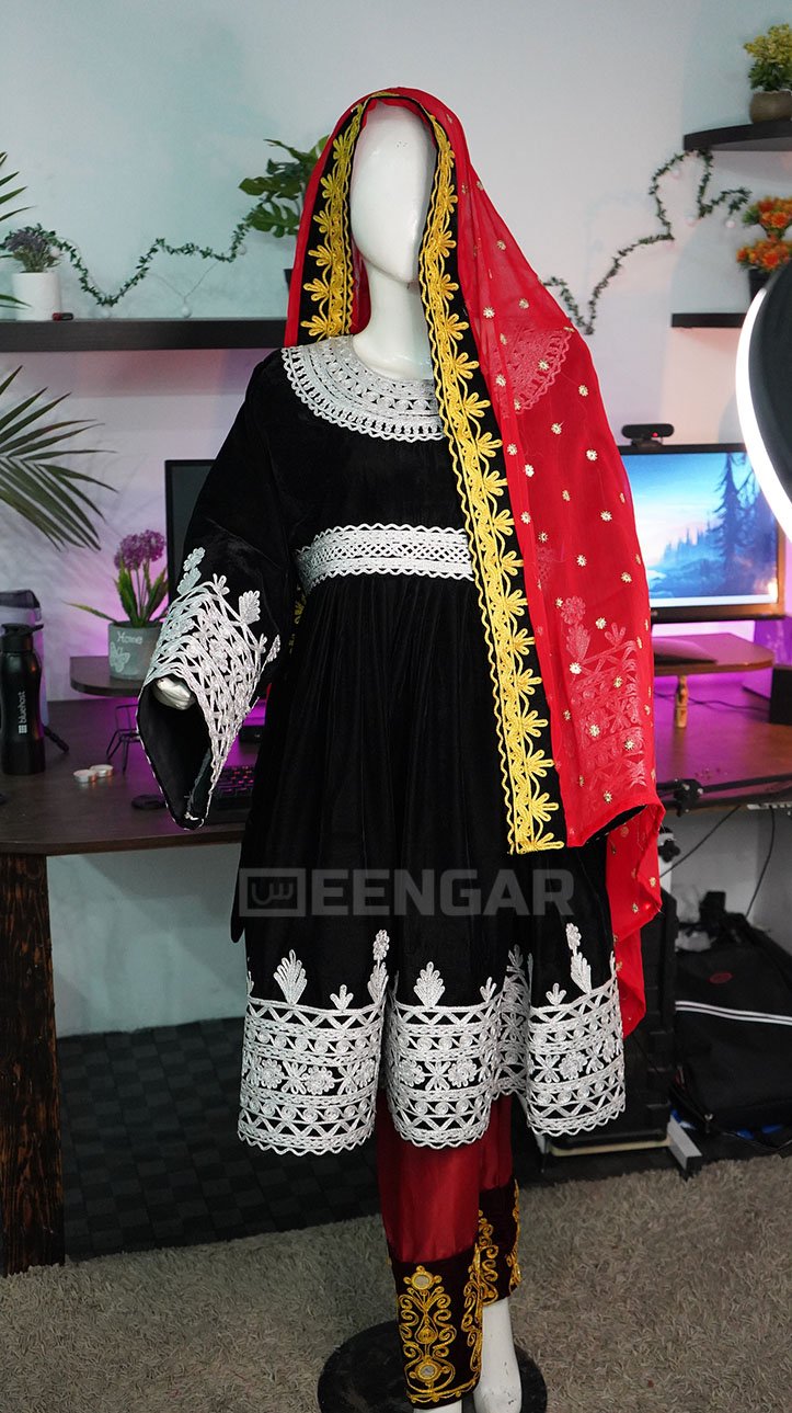 Afghan Black Dress