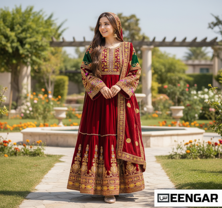 Seengar Crimson Charm Afghan Vintage Dress - Seengar.com - Seengar Fashion